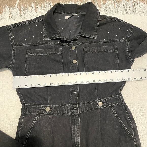 Savannah Miller Next denim studded utility jumpsuit coverall 10 medium P 7060 - Picture 3 of 15